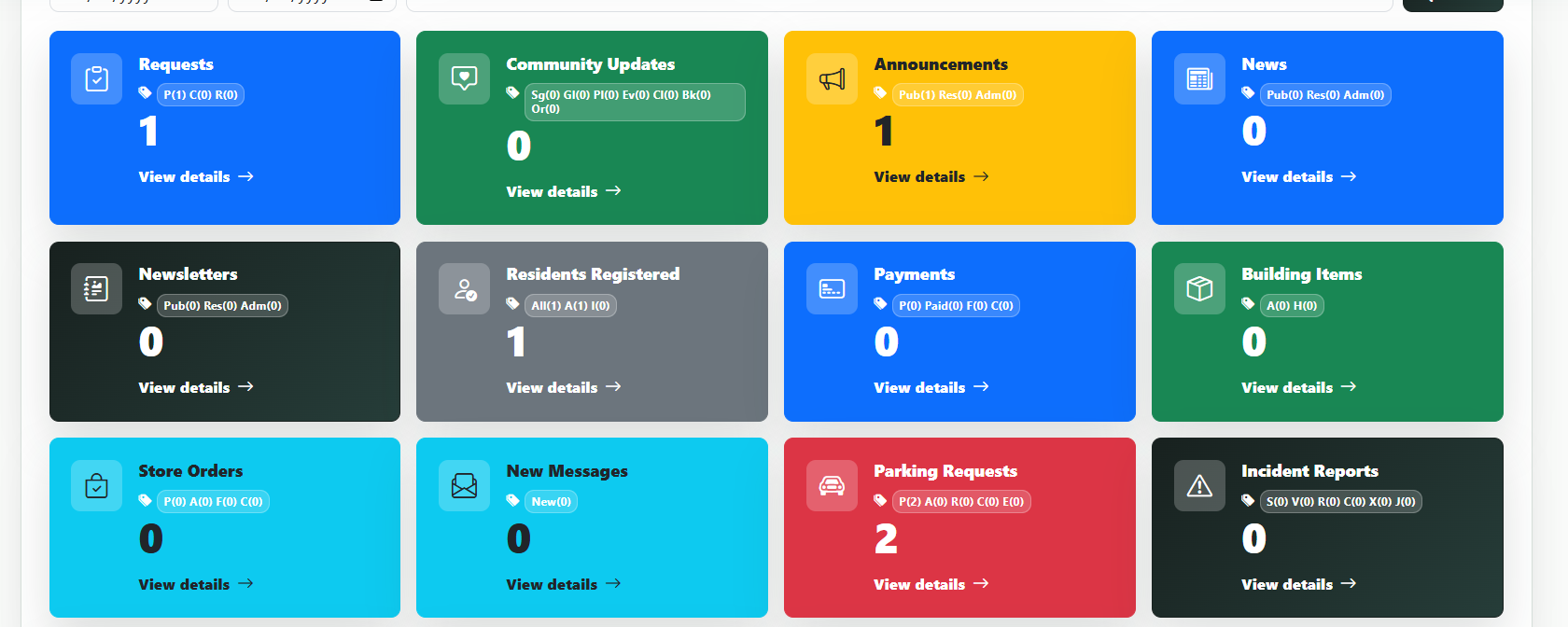 CondoSys Daily activity cards screenshot